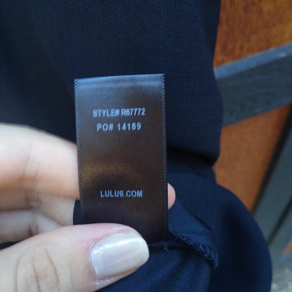 Lulu's Black Simple Little Ruffle Babydoll Wrap Cross Synched Dress Size Medium - Picture 5 of 13